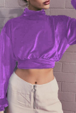 Fashion Casual Solid Patchwork Turtleneck Tops
