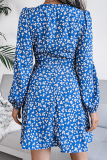 Casual Floral Patchwork Frenulum V Neck A Line Dresses