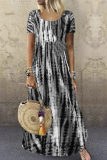 Casual Print Tie Dye Patchwork O Neck Dresses