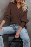 Elegant Solid Solid Color Turndown Collar Tops