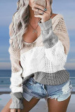 Sexy Solid Patchwork V Neck Tops