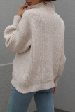 Casual Solid Patchwork Turtleneck Tops
