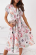 Elegant Print Buckle With Belt V Neck A Line Dresses