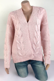 Casual Solid Patchwork Cardigan Collar Tops