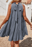 Fashion Solid Patchwork Halter Cake Skirt Dresses