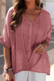 Fashion Solid Patchwork V Neck Tops