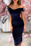 Sexy Solid Patchwork Off the Shoulder Pencil Skirt Dresses
