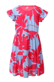 Casual Print Patchwork O Neck A Line Dresses