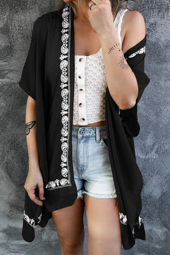Casual Patchwork Lace Cardigan Collar Tops