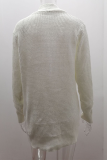 Casual Solid Patchwork Pocket V Neck Tops Sweater