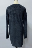 Fashion Casual Solid Patchwork O Neck Straight Dresses