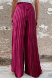 Fashion Solid Fold Loose Mid Waist Wide Leg Solid Color Bottoms
