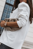 Casual Solid Patchwork Turndown Collar Outerwear