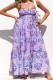 Casual Print Patchwork Strapless Cake Skirt Dresses