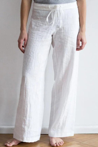 Fashion Simplicity Solid Loose Mid Waist Wide Leg Bottoms