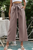 Casual Solid Patchwork Loose Mid Waist Wide Leg Solid Color Bottoms