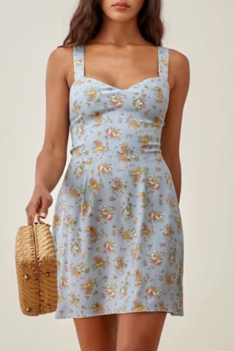 Fashion Elegant Floral Patchwork V Neck A Line Dresses