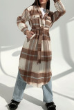 Sweet Elegant Plaid Striped Printing Shirt Collar Outerwear