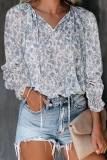 Casual Elegant Print Patchwork Frenulum V Neck Tops