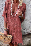 Fashion Print Patchwork V Neck Straight Dresses