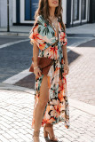 Casual Print Patchwork V Neck Straight Dresses