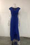 Fashion Solid Flounce V Neck Cake Skirt Dresses