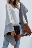 Plus Size Fashion Color Block Patchwork O Neck Outerwear