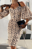 Sexy Print Patchwork Halter Pencil Skirt Dresses