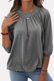 Casual Solid Patchwork Fold O Neck T-Shirts