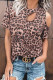 Fashion Street Leopard Patchwork O Neck T-Shirts
