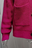 Casual Solid Pocket Buttons V Neck Tops