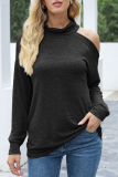 Casual Solid Hollowed Out Patchwork Half A Turtleneck Tops