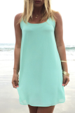 Casual Solid Patchwork O Neck Straight Dresses