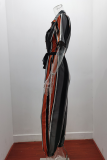 Casual Solid Buckle With Belt Turndown Collar Jumpsuits