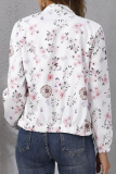Elegant Print Patchwork Zipper O Neck Outerwear