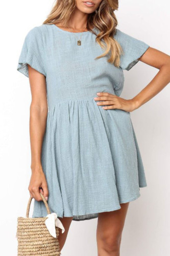 Fashion Casual Solid Patchwork O Neck A Line Dresses