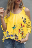 Fashion Casual Print Patchwork O Neck Tops
