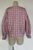 Casual Plaid Buckle O Neck Outerwear