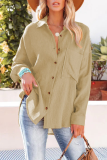 Casual Solid Patchwork Turndown Collar Tops