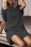 Casual Solid Basic O Neck Short Sleeve Two Pieces