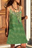 Fashion Casual Print Patchwork Spaghetti Strap A Line Dresses