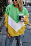 Street Patchwork O Neck Mid Waist Tops