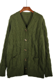 Casual Solid Patchwork Buckle Cardigan Collar Tops