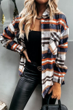 Casual Plaid Buckle Turndown Collar Outerwear