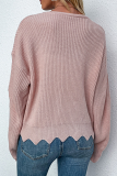 Casual Solid Patchwork Buckle V Neck Tops
