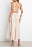 Sexy Solid Patchwork Halter Sleeveless Two Pieces