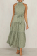 Casual Print Patchwork Halter Waist Skirt Dresses