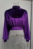 Fashion Casual Solid Patchwork Turtleneck Tops