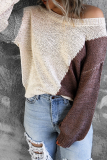 Street Color Lump Basic O Neck Tops