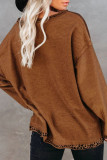 Fashion Street Solid Patchwork V Neck T-Shirts